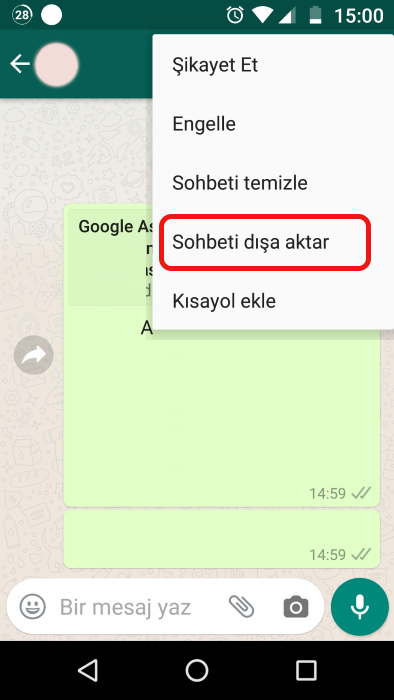 WhatsApp Dışa Aktarma 3